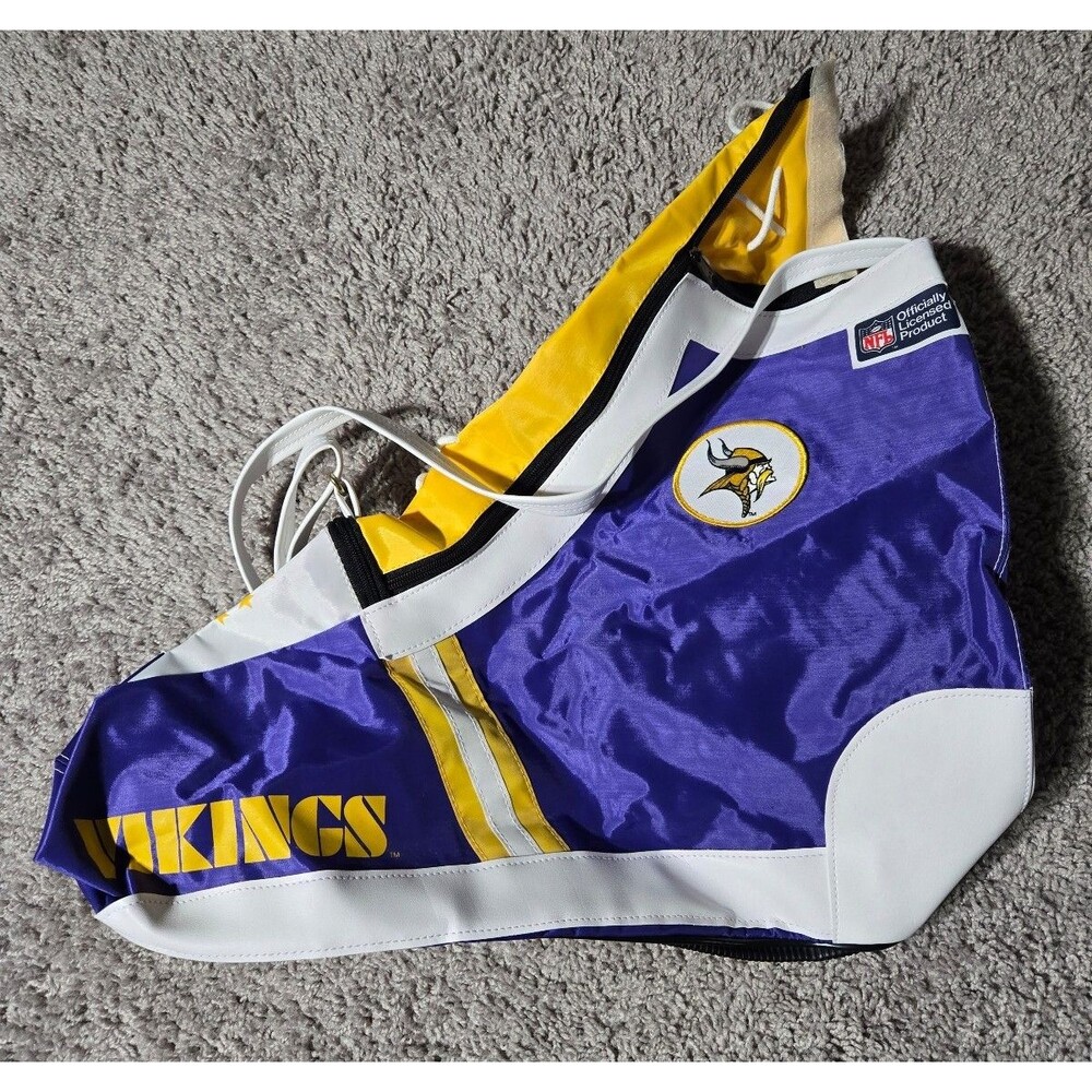 Vintage NWT NFL MN Vikings Giant High Top Sneaker Shoe Tote Purple White Strap